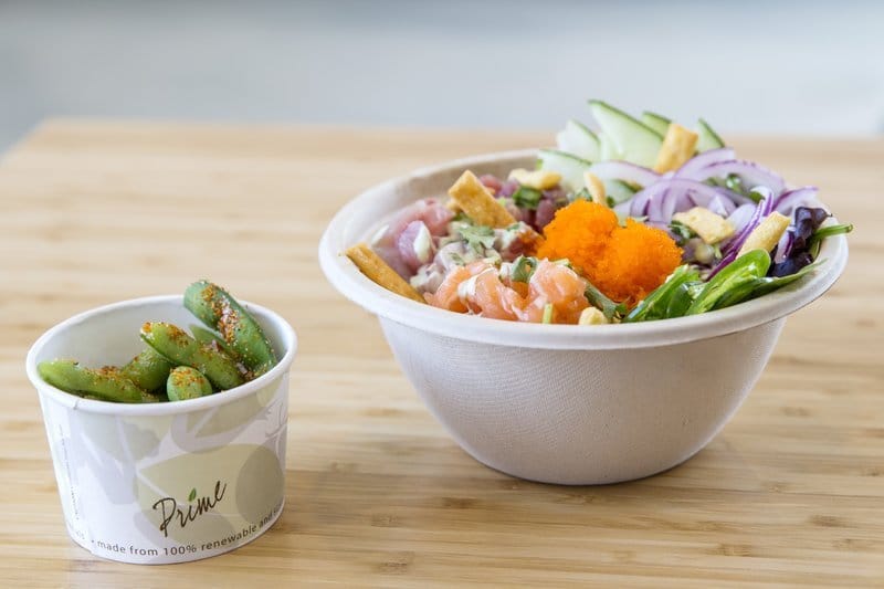 Poke bowl with edamame.