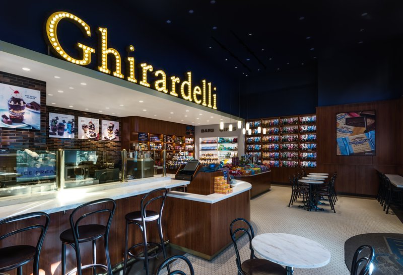 Ghirardelli chocolate shop interior.