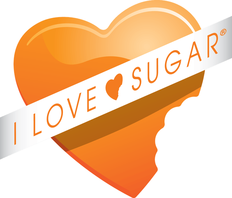 Love Sugar logo with orange heart.