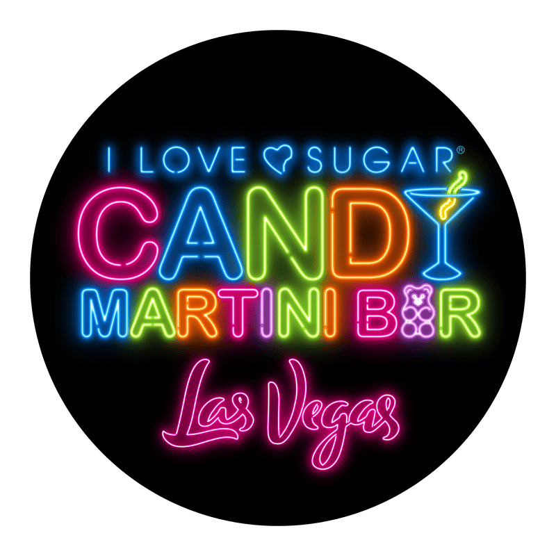 Neon sign for "I Love Sugar Candy Martini Bar Las Vegas".