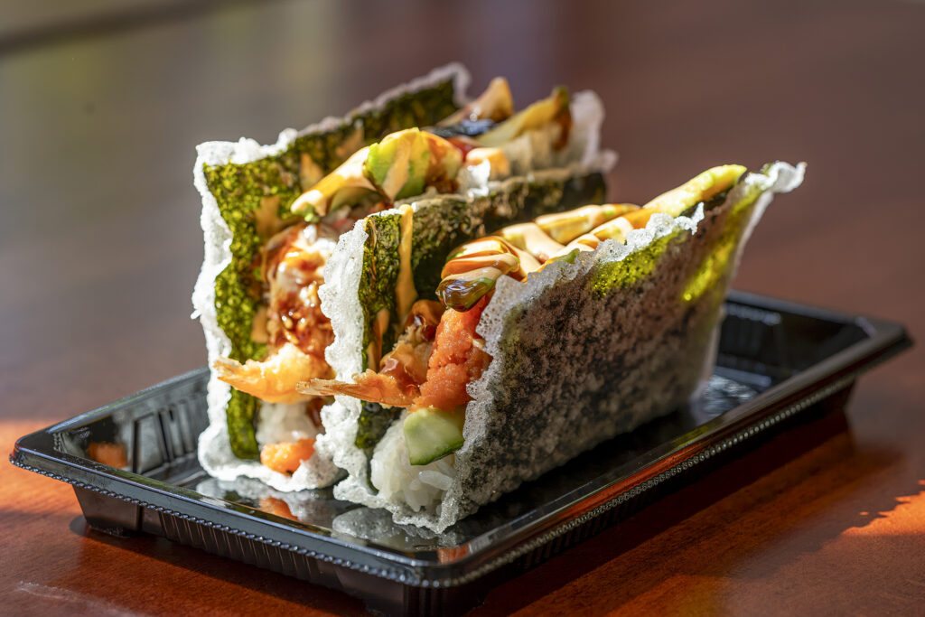 Sushi tacos on plate