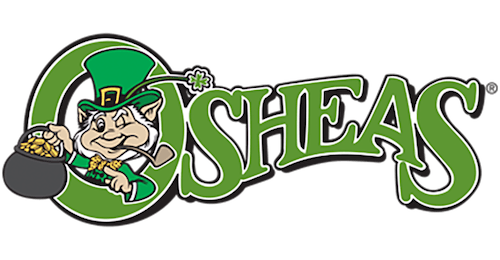 O'Shea's logo with leprechaun.